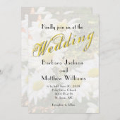 White Daisy Yellow Gold Script BoHo Spring Wedding Kaart (Voorkant / Achterkant)