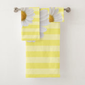 White Daisy Yellow Striped Persoonlijk Bad Handdoek (Insitu)