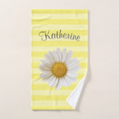 White Daisy Yellow Striped Persoonlijk Bad Handdoek (Handdoek)