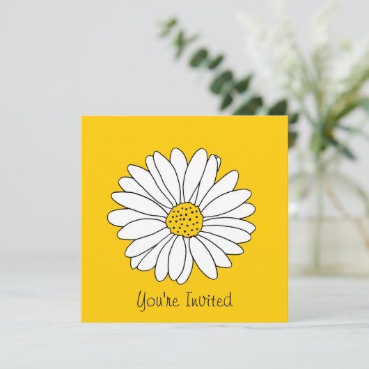 White Daisy Yellow White Daisy Pattern 2 Kaart (Staand voorkant)