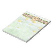 White Daisy's in Green Meadow Monogram Notitieblok (Linkerzijde)