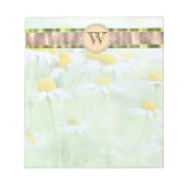 White Daisy's in Green Meadow Monogram Notitieblok (Voorkant)