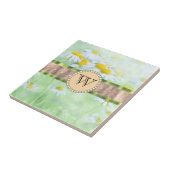 White Daisy's in Green Meadow Monogram Tegeltje (Zijkant)