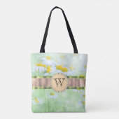 White Daisy's in Green Meadow Monogram Tote Bag (Achterkant)