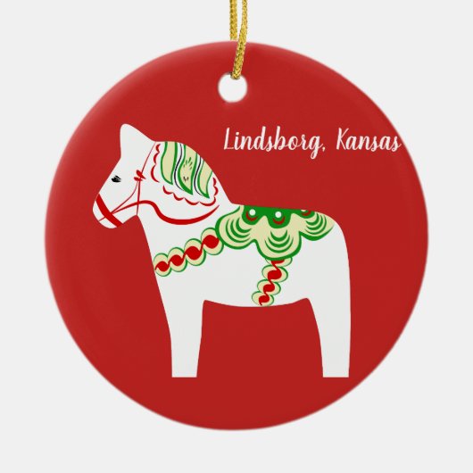 White Dala Horse Ornament (Voorkant)