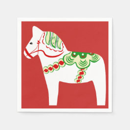 White Dala Horse Paper Napkins Servet