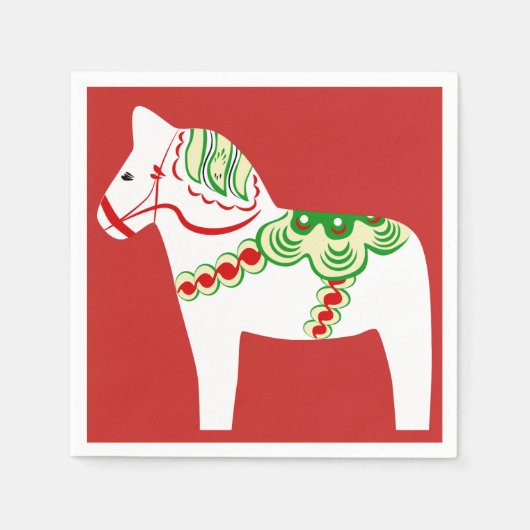 White Dala Horse Paper Napkins Servet (Voorkant)