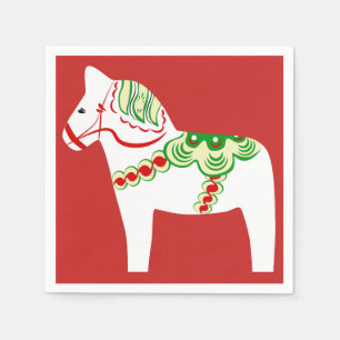 White Dala Horse Paper Napkins Servetten