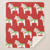 White Dala Horse Sherpa Blanket Deken (Voorkant)