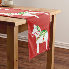 White Dala Horse Table Runner Korte Tafelloper