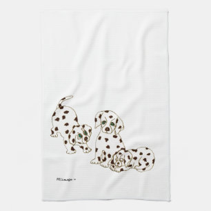 White Dalmatian Puppies Kitchen Towel Theedoek