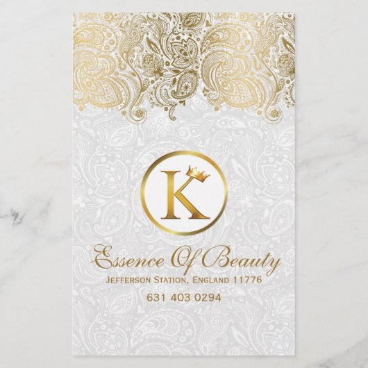 White Damascus & Gold Paisley Lace Flyer (Achterkant)