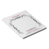 White Damascus met Black Floral Lace Lijst Notitieblok (Schuin)