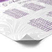 White Damask and Paars Faux Bow Seating Chart Poster (Hoek)