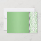 White Damask & Bead Green Wedding Save the Date (Achterkant)