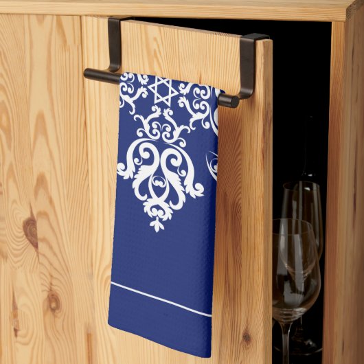 White Damask blaast Vlaanderen Tegel op elke kleur Theedoek (Derde Gevouwen)