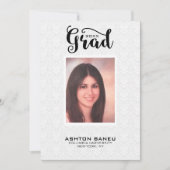 White Damask Black Typography-Afstuderen Kaart (Voorkant)