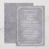 White Damask Chalkboard Wedding Invitations Kaart (Voorkant / Achterkant)