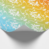 White Damask Colorful Ombre Cadeaupapier (Hoek)