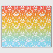 White Damask Colorful Ombre Cadeaupapier (Vlak)