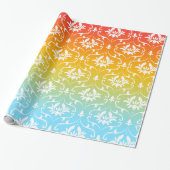White Damask Colorful Ombre Cadeaupapier (Uitgerold)