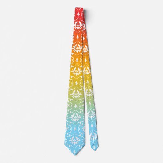 White Damask Colorful Ombre Stropdas (Voorkant)