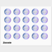 White Damask Design op Blue en Paars Ronde Sticker (Vel)