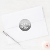 White Damask Design op Silver Shimmer Ronde Sticker (Envelop)