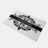 White Damask en Black Floral Lace Deurmat (Schuin)