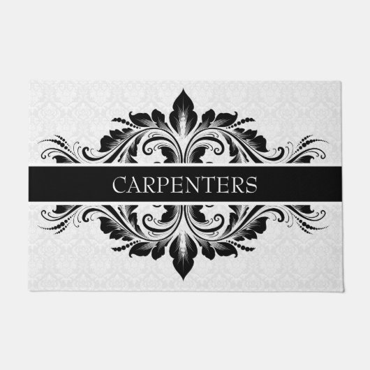 White Damask en Black Floral Lace Deurmat (Voorkant)