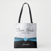 White Damask en Blue Team Bride Tote Bag (Voorkant)