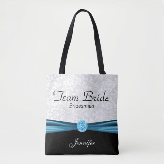 White Damask en Blue Team Bride Tote Bag (Voorkant)