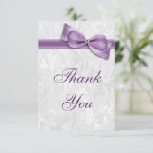 White Damask en Faux Bow Hartelijk dank Bedankkaart (Staand voorkant)