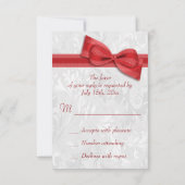 White Damask en Faux Bow RSVP (Achterkant)