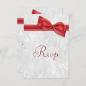 White Damask en Faux Bow RSVP (Voorkant / Achterkant)