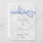 White Damask en Faux Bow Wedding Kaart (Voorkant)