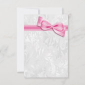 White Damask en Pink Faux Bow Hartelijk dank Bedankkaart (Achterkant)