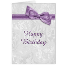 White Damask & Faux Bow Vrouw Birthday