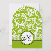 White Damask Floral Apple Green Wedding Kaart (Voorkant)