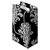 White Damask Floral Pattern Klein Cadeauzakje (Voorkant Gekanteld)
