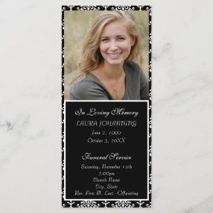 White Damask Funeral Programme/Obituary Programmakaart