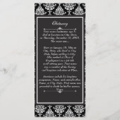 White Damask Funeral Programme/Obituary Programmakaart (Achterkant)