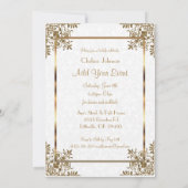 White Damask & Gold All Occasion Party Invitation Kaart (Achterkant)