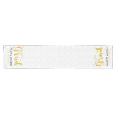 White Damask Gold Typografie - Afstuderen Korte Tafelloper (Horizontaal)