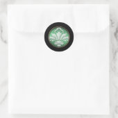 White Damask Green Shimmer Black Border Ronde Sticker (Tas)