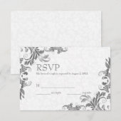 White Damask & Grey Lace RSVP-kaart RSVP Kaartje (Voorkant / Achterkant)