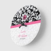 White Damask met roze ventilator Ronde Klok (Hoek)