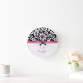 White Damask met roze ventilator Ronde Klok (Huis)