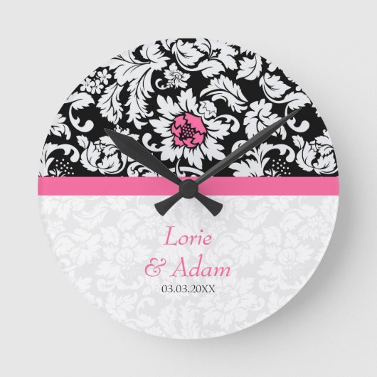 White Damask met roze ventilator Ronde Klok (Voorkant)