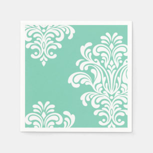 White Damask op Aqua Pattern Servetten